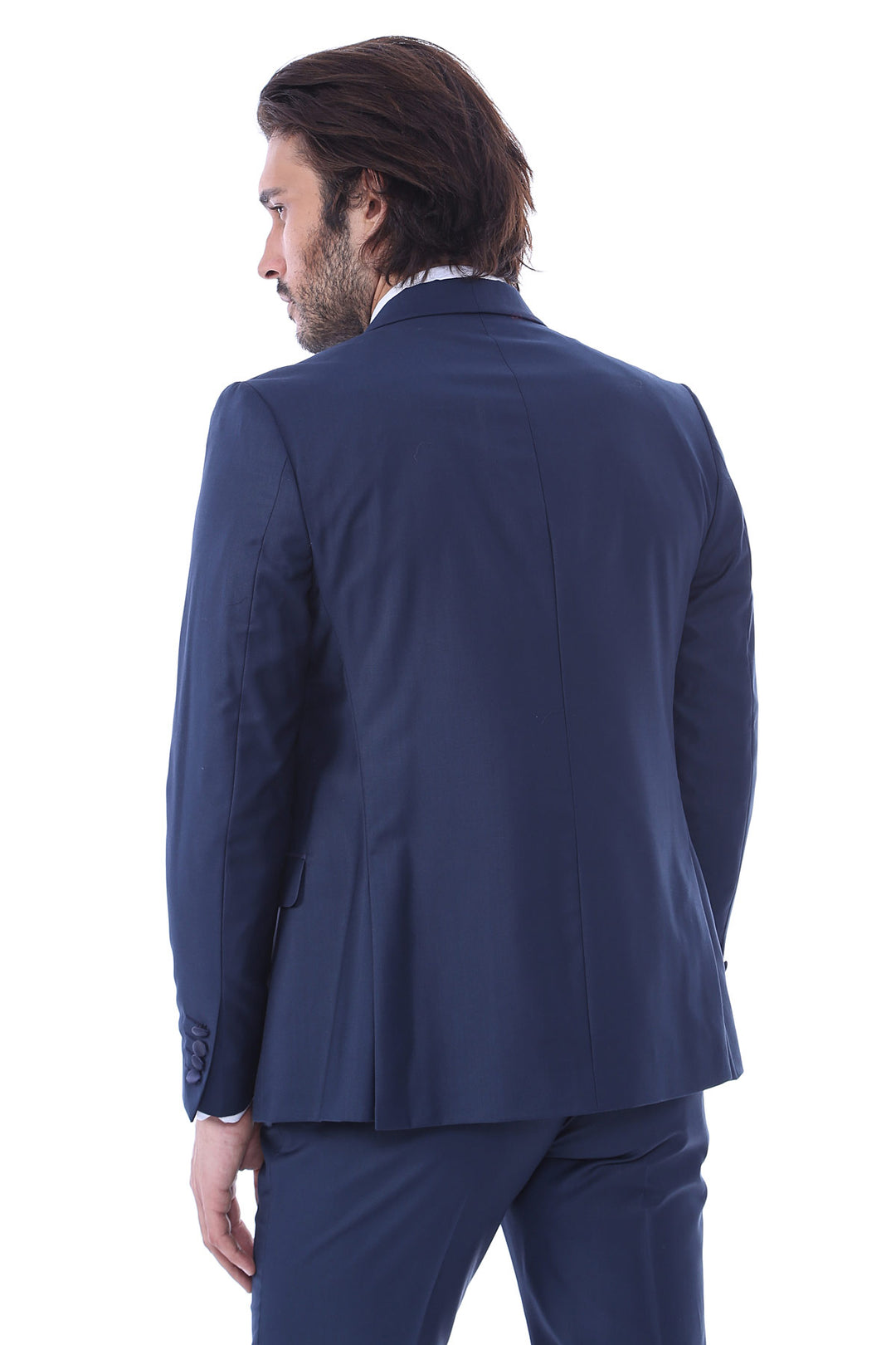 Costume 2 Pièces Col Smoking Passepoil Bleu Marine-Wessi