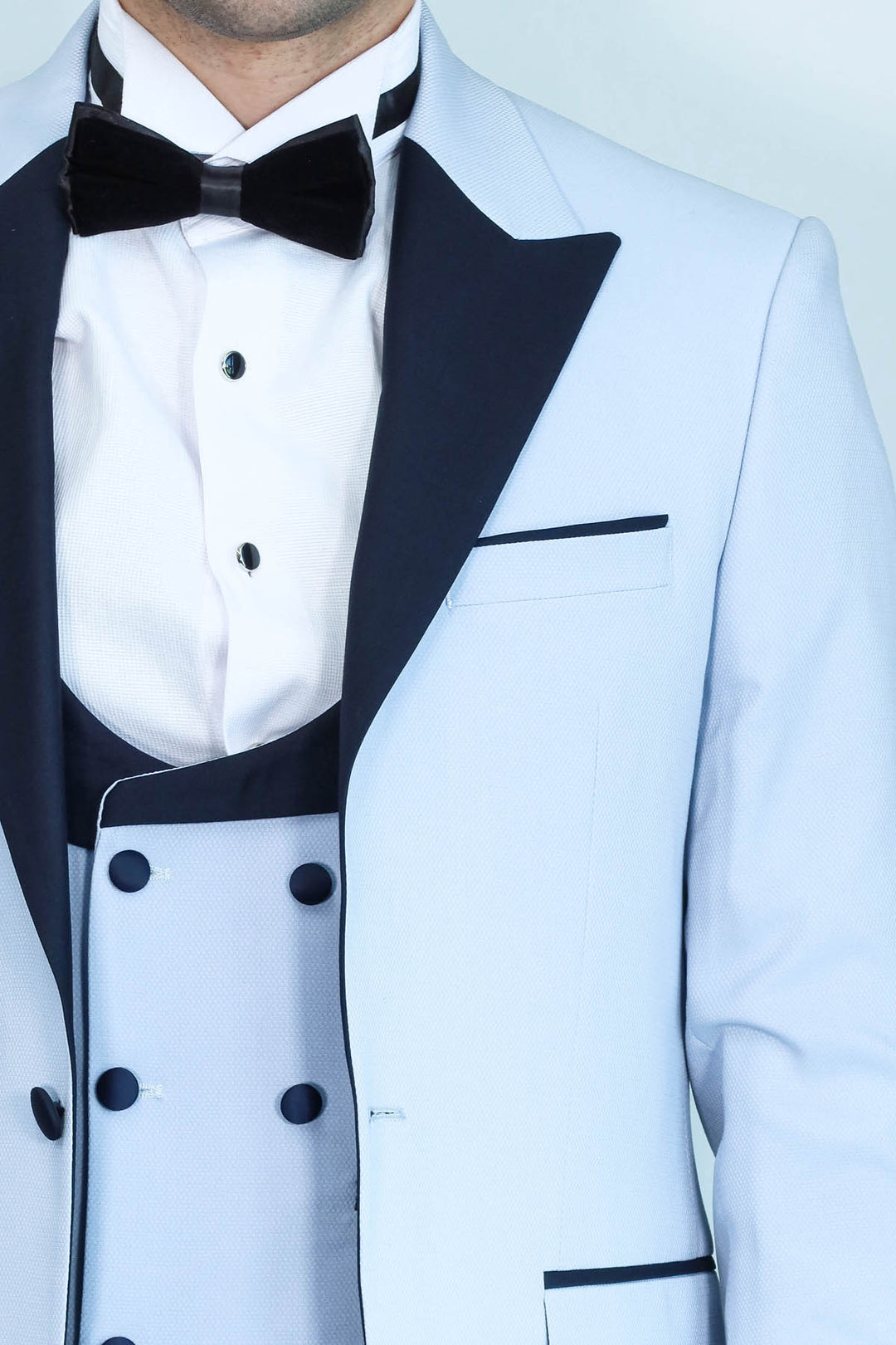 Costume de mariage bleu bébé à motif personnalisé - Wessi