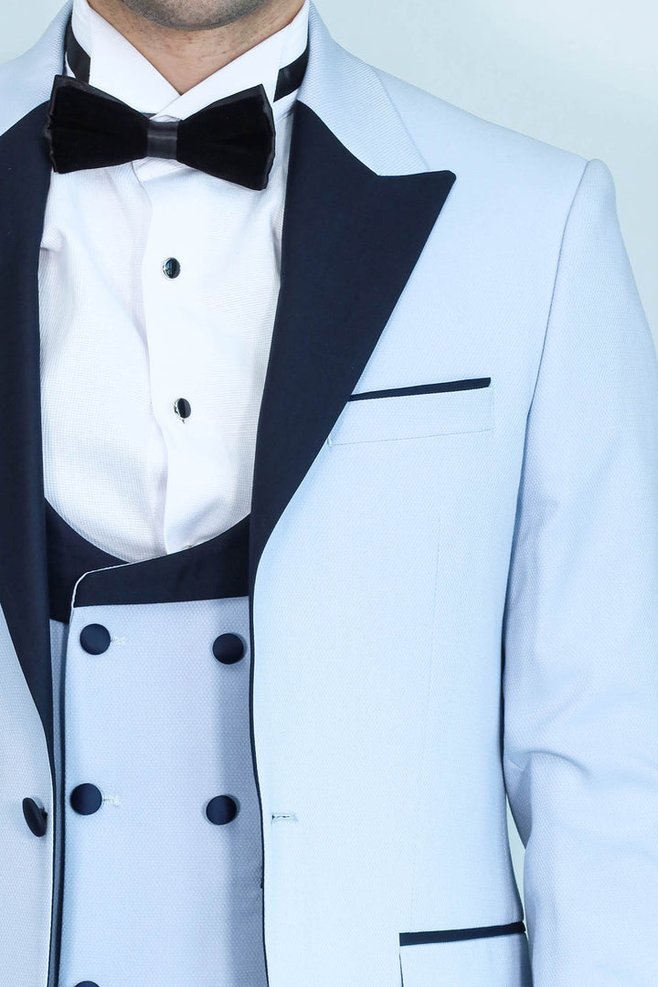 Costume de mariage bleu bébé à motif personnalisé - Wessi