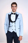 Costume de mariage bleu bébé à motif personnalisé - Wessi