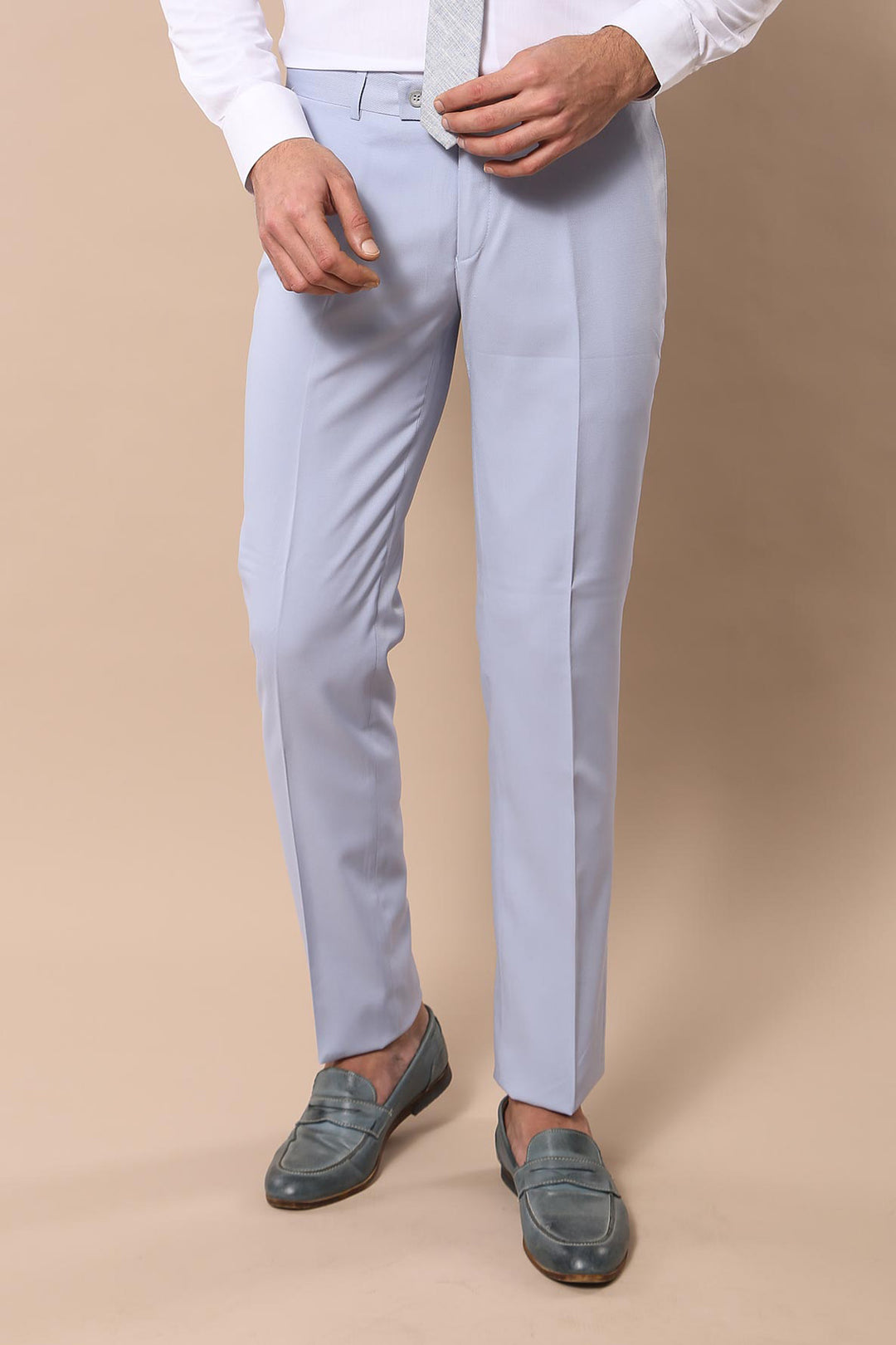 Costume De Smoking Bleu Clair à Motifs Mono Revers-Wessi