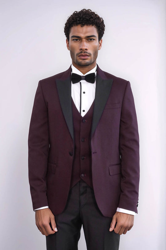 Vested Burgundy Tuxedo | Wessi