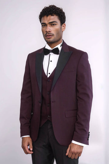 Vested Burgundy Tuxedo | Wessi