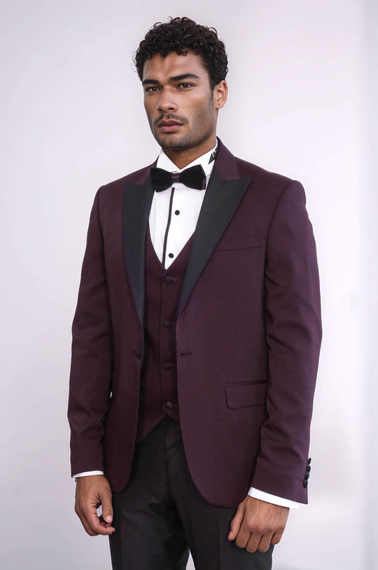 Vested Burgundy Tuxedo | Wessi