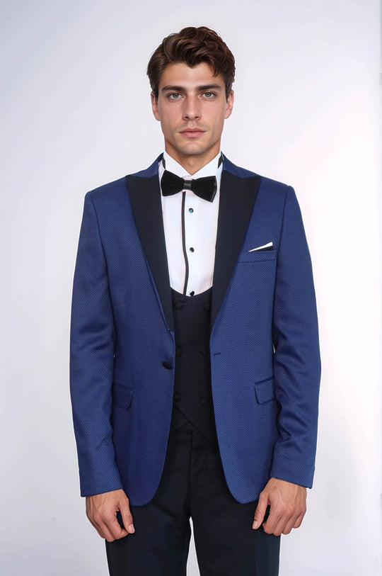 Indigo Blue Self-Patterned 3-Piece Wedding Suit | Wessi Wessi - Discover Diversity Indigo Blue Self-Patterned 3-Piece Wedding Suit | Wessi Wessi - Discover Diversity
