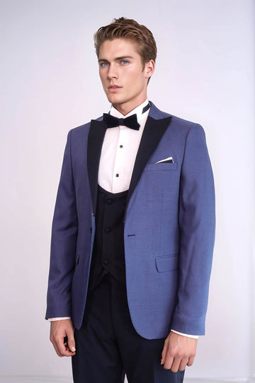 Blazer à Motifs Bleu Marine Smoking Homme - Wessi