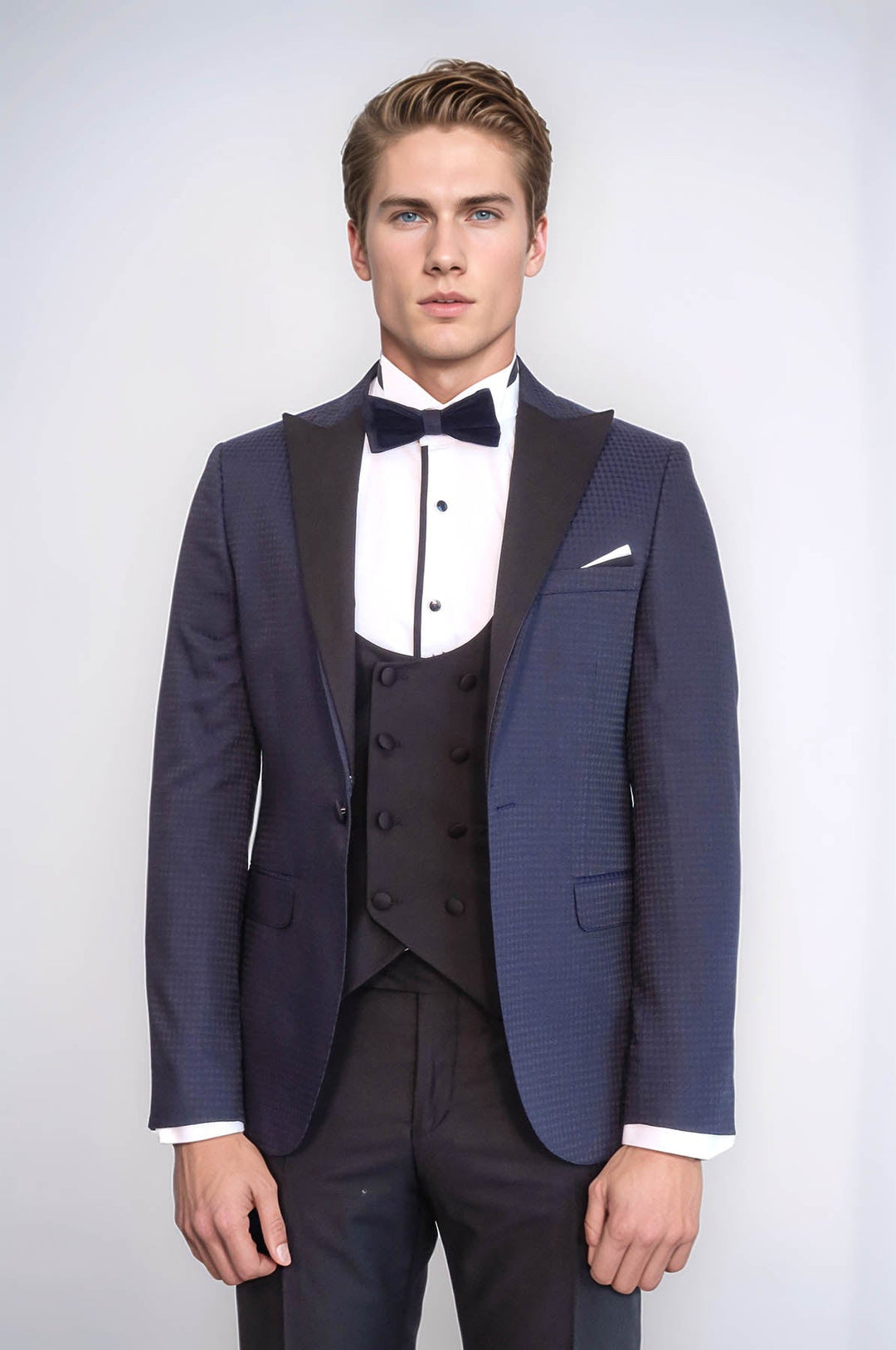 Giacca Fantasia Combinata Smoking Blu Navy | Wess