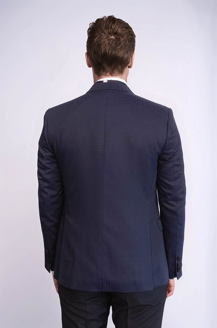 Giacca Fantasia Combinata Smoking Blu Navy | Wess