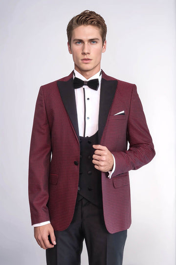 Plaid Patterned Burgundy Tuxedo | Wessi