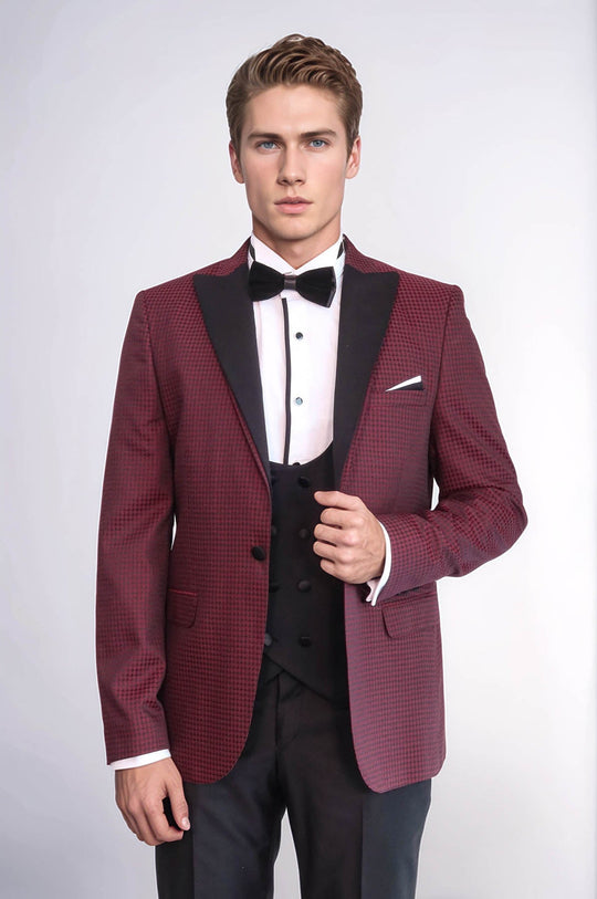 Plaid Patterned Burgundy Tuxedo | Wessi