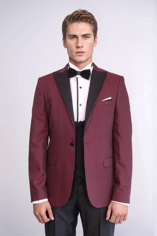 Plaid Patterned Burgundy Tuxedo | Wessi