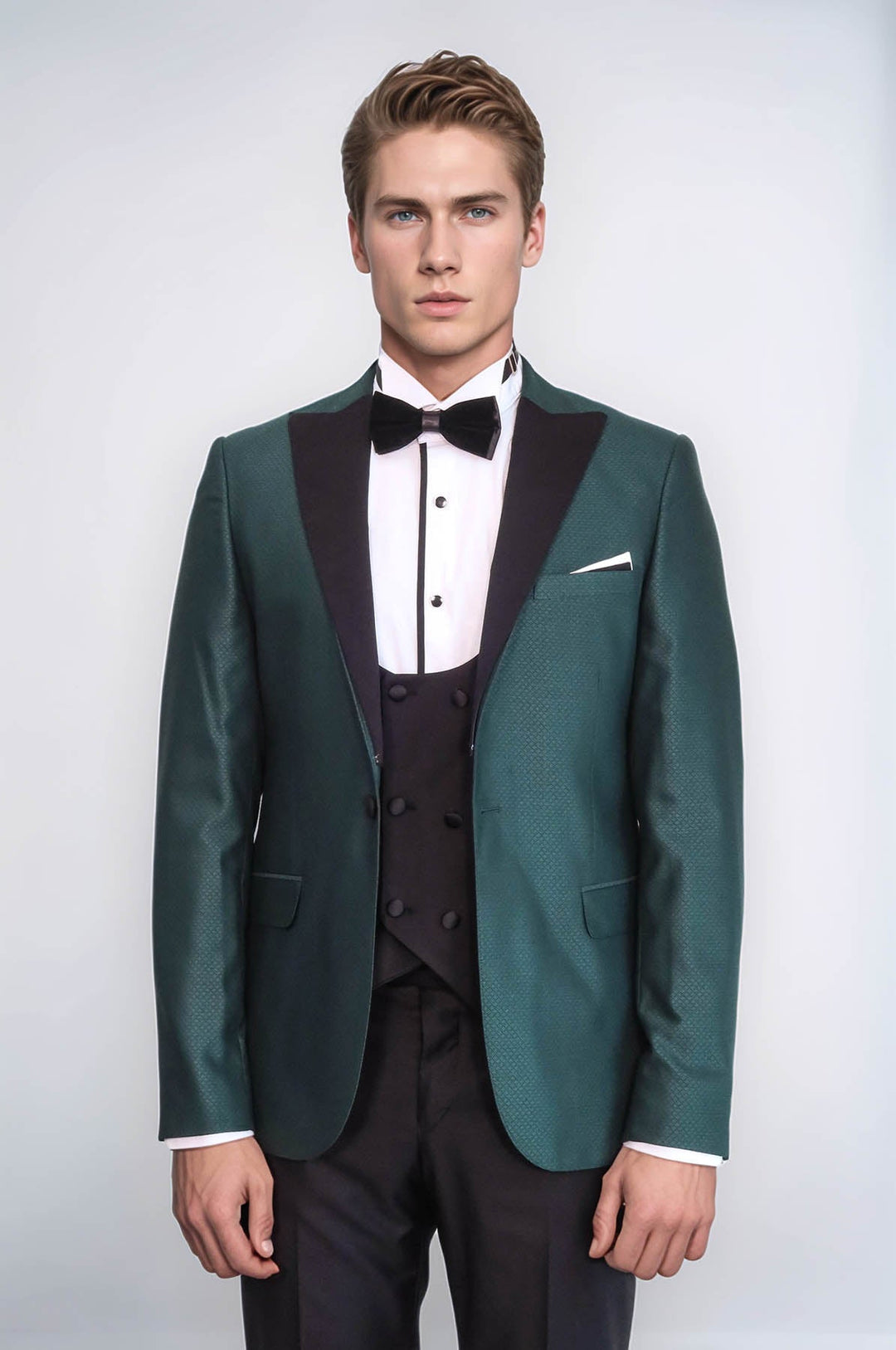 Smoking Homme Vert Croisé à Motifs - Wessi