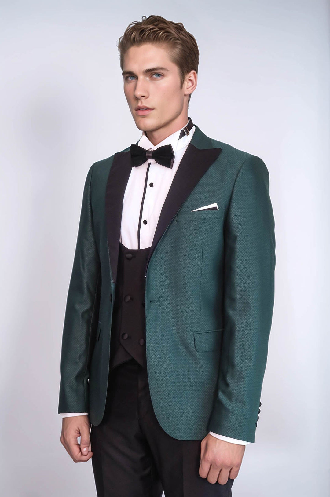 Smoking Homme Vert Croisé à Motifs - Wessi