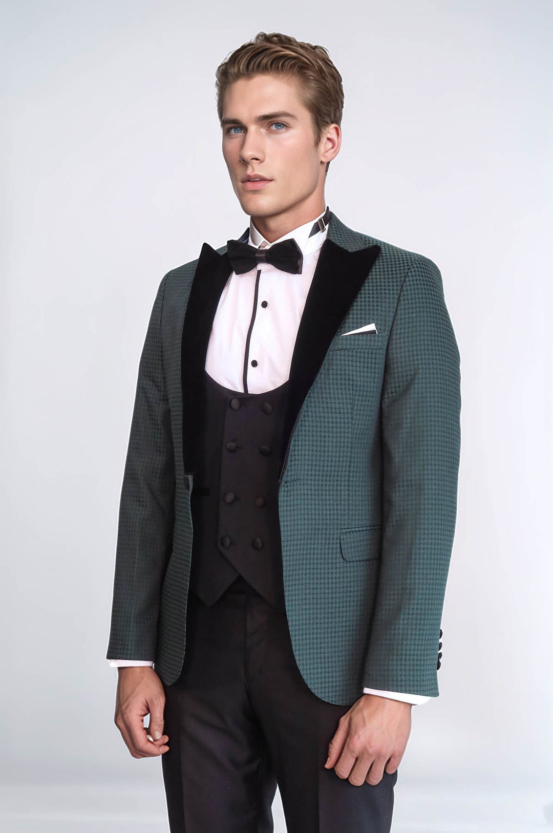 Smoking verde con motivo a quadri | Wess