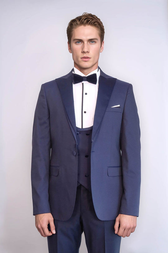 Smoking da uomo blu navy con risvolto staccabile - Wessi