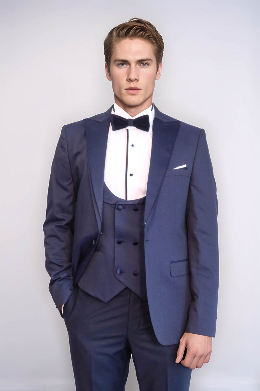 Smoking Homme Bleu Marine Revers Amovible - Wessi