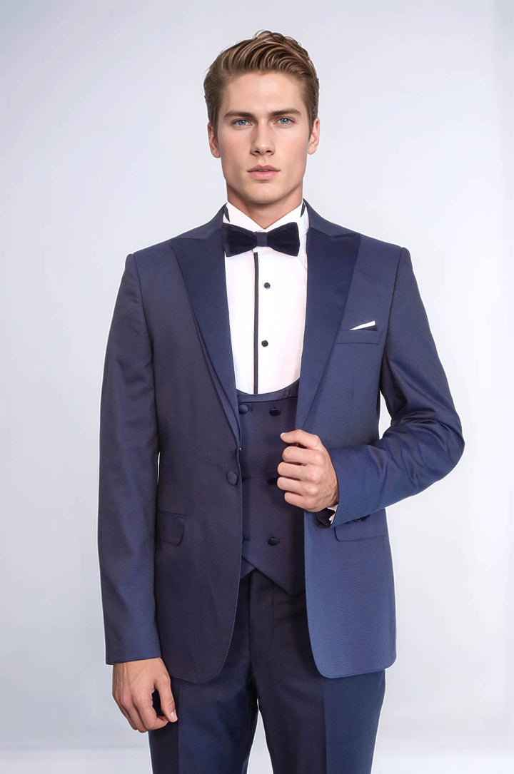 Smoking Homme Bleu Marine Revers Amovible - Wessi