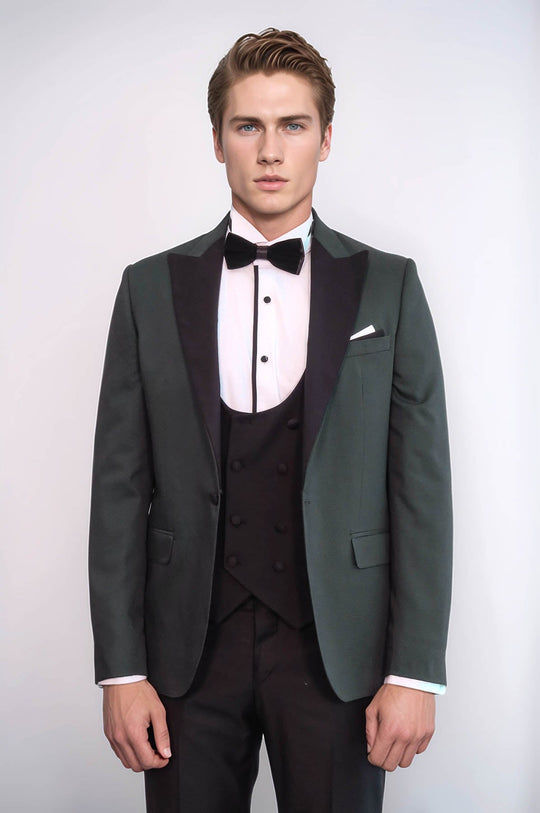 Темно-зеленый мужской смокинг в горошек - Wessi