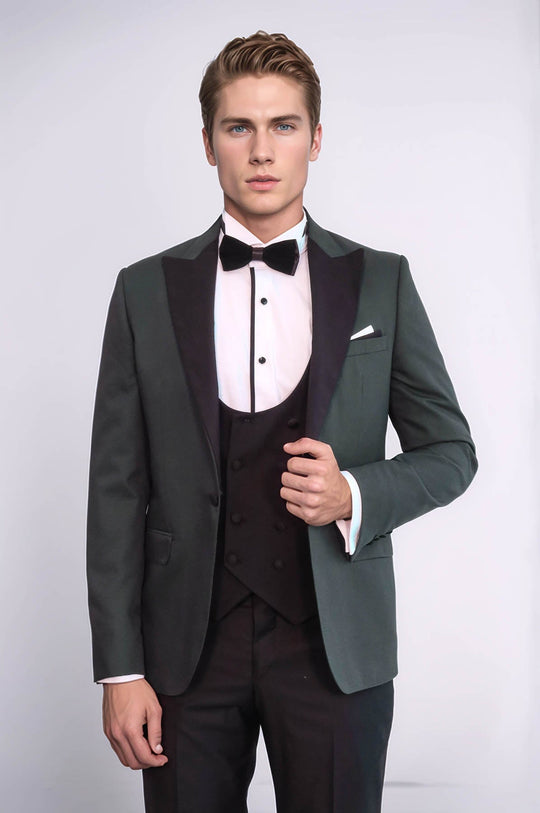 Темно-зеленый мужской смокинг в горошек - Wessi