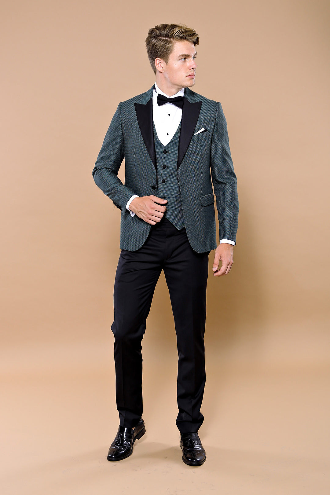 Smoking verde con revers rimovibile | Wess