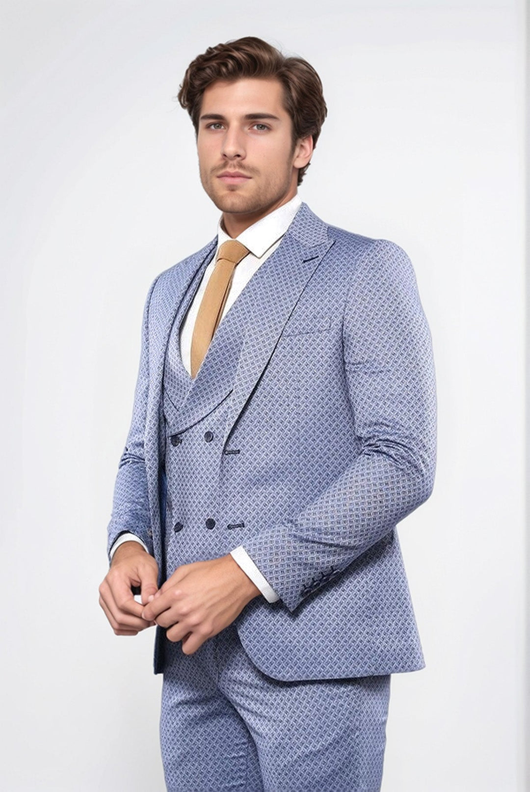 Costume bleu avec veste à motifs | Wess