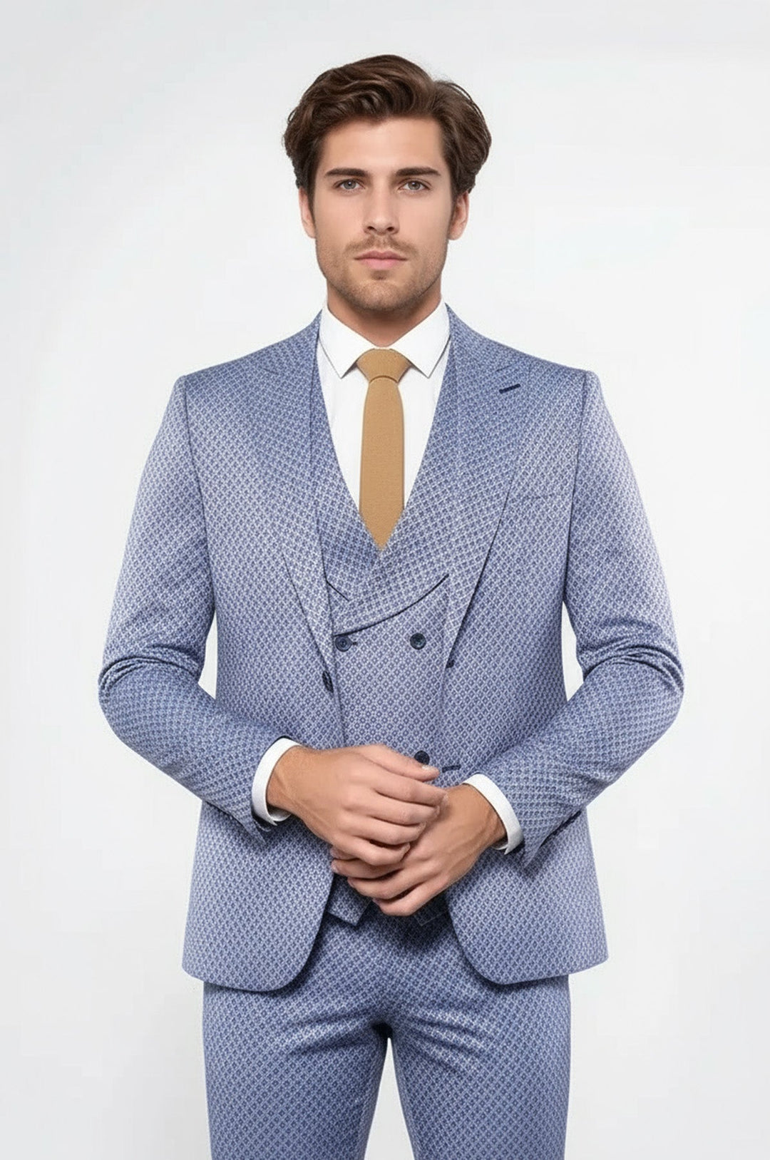 Costume bleu avec veste à motifs | Wess