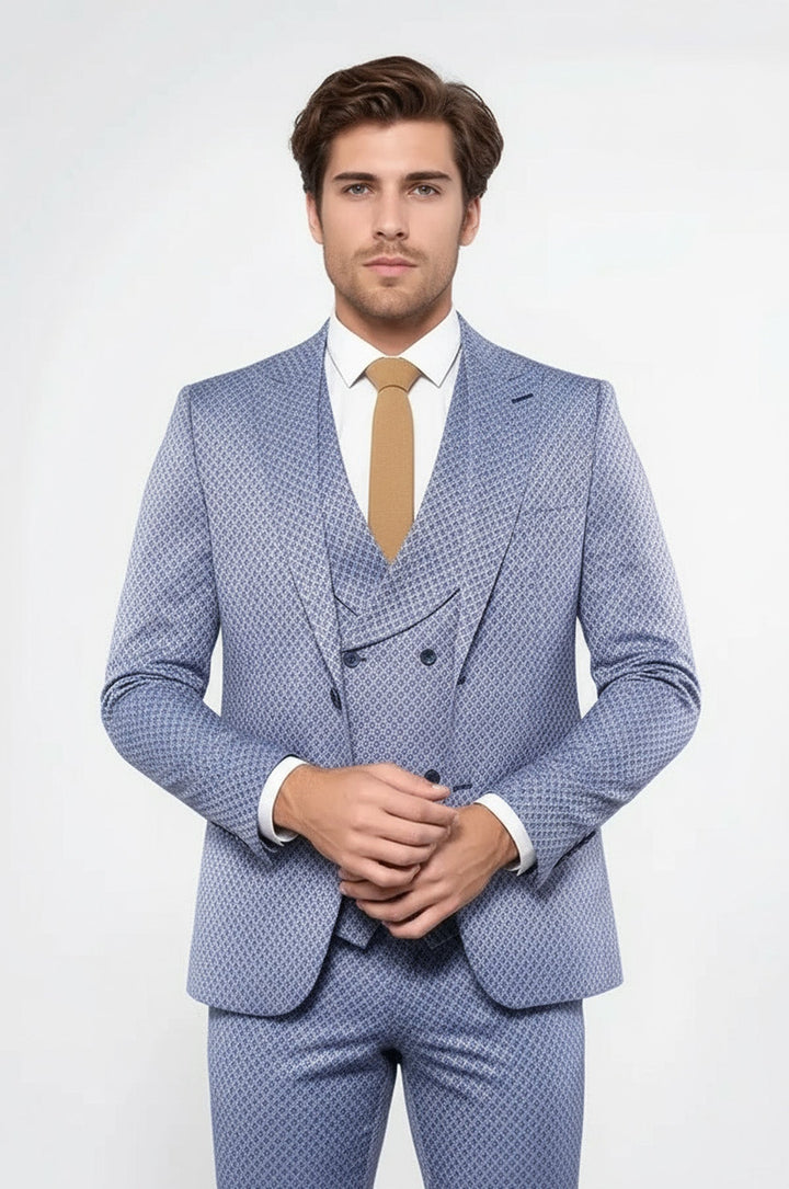 Costume bleu avec veste à motifs | Wess