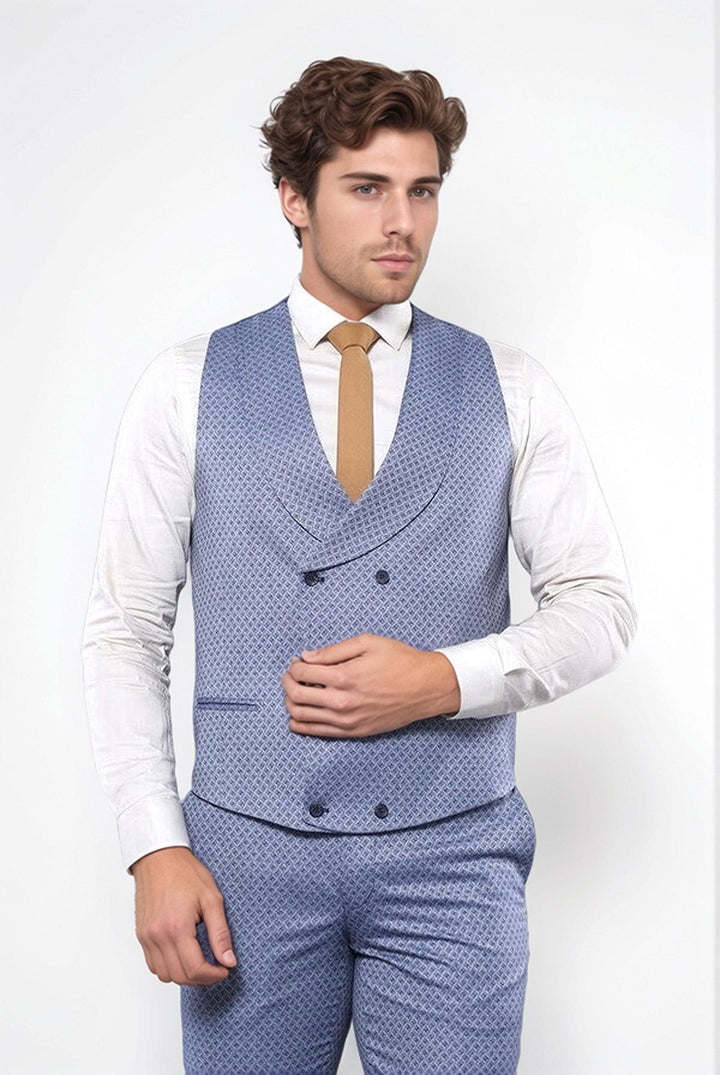 Costume bleu avec veste à motifs | Wess