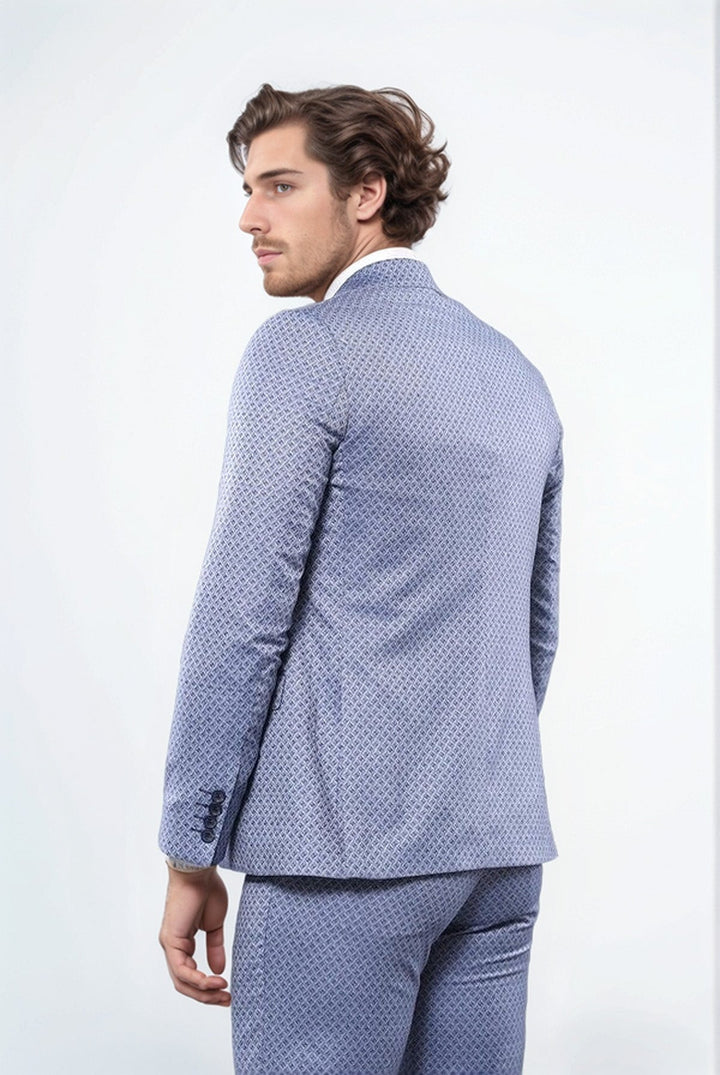 Costume bleu avec veste à motifs | Wess