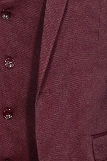 Patterned Claret Red Vested Suit- Wessi