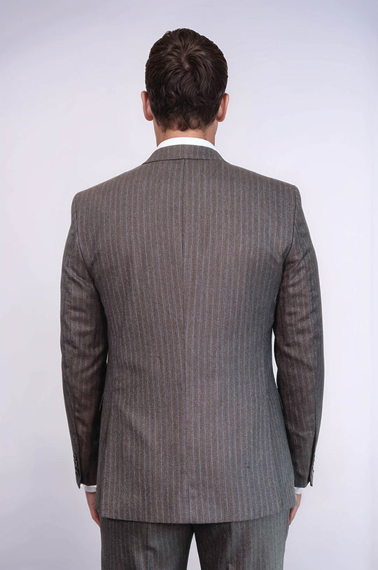 Striped Brown Vested Suit | Wessi