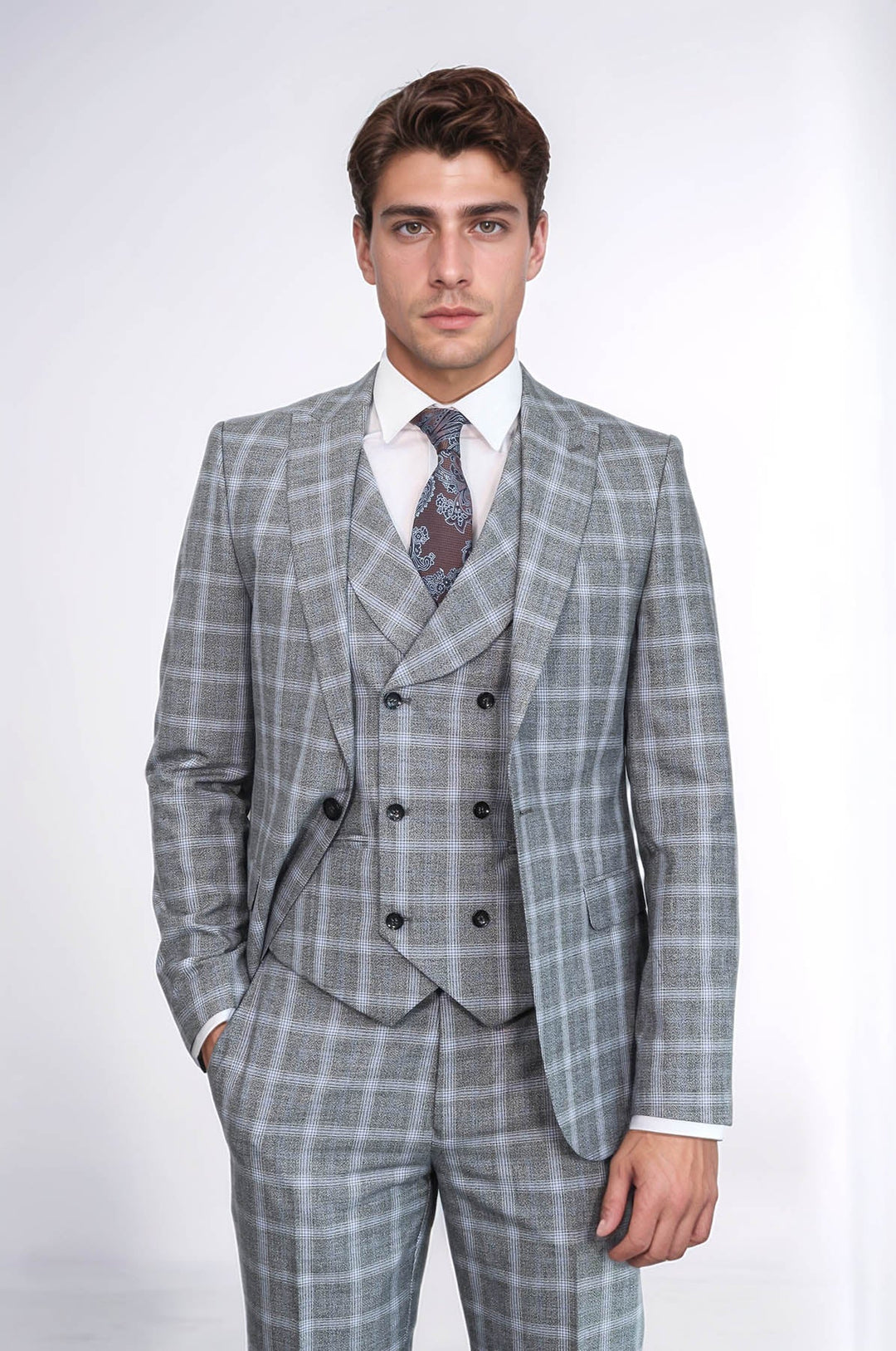 Double Breasted Grey Suit | Wessi