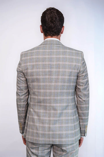 Traje 3 Piezas Solapa Pico Un Botón en Beige - Wessi