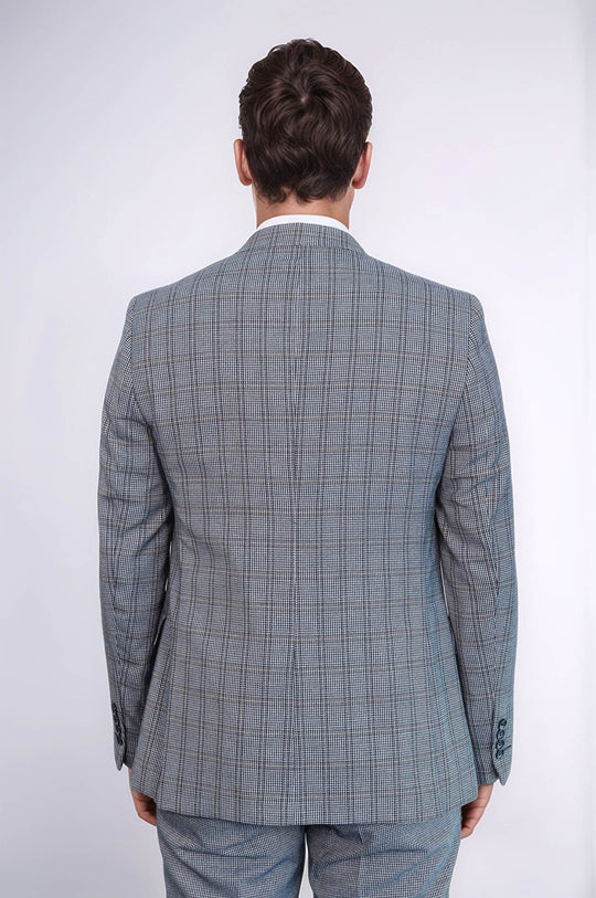 Abito slim fit blu navy a quadri con gilet | Wess