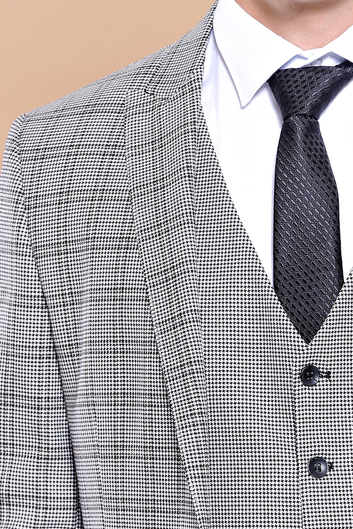 Traje de hombre con chaleco a cuadros grises | wess