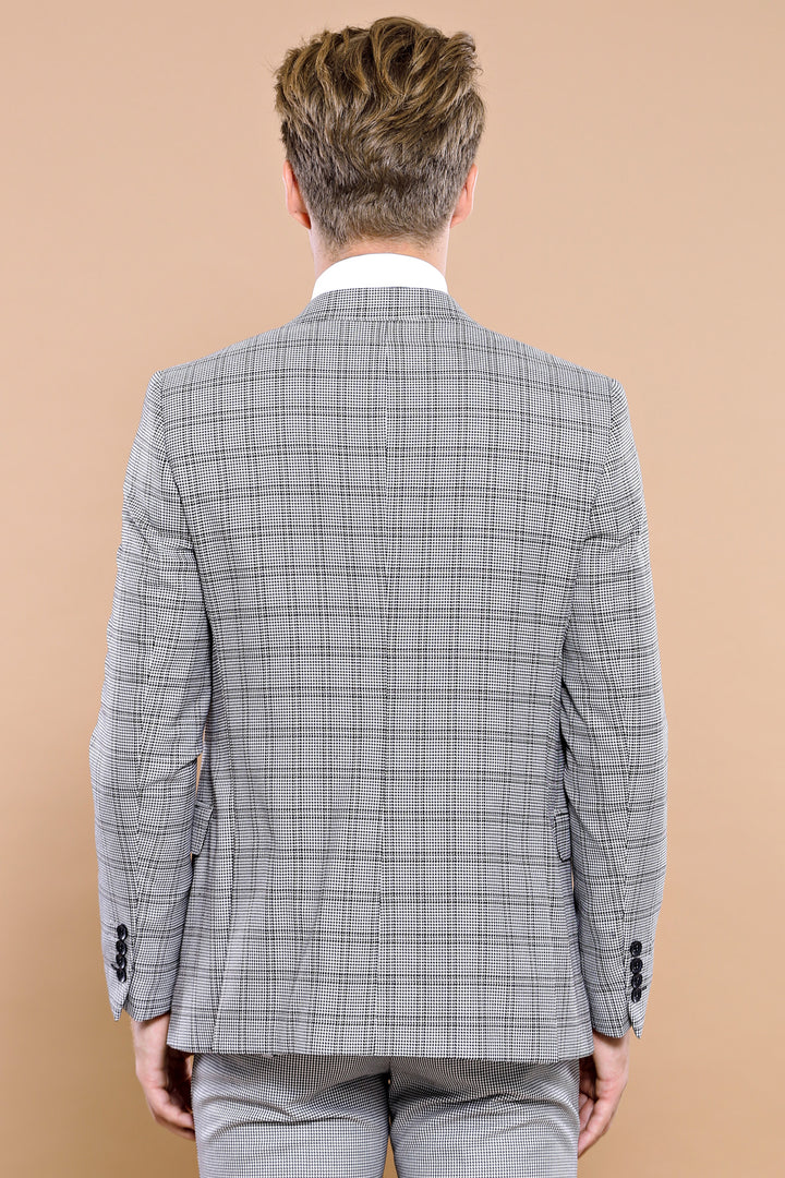 Traje de hombre con chaleco a cuadros grises | wess