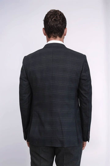 Traje negro de tres piezas a cuadros | wess