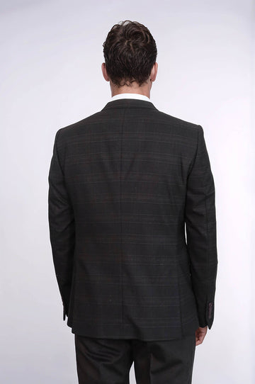 Traje 3 piezas invierno hombre cuadros marrón - Wessi