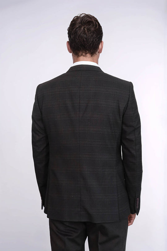 Traje 3 piezas invierno hombre cuadros marrón - Wessi