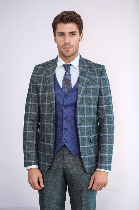 Traje de cuadros azul grisáceo - Wessi