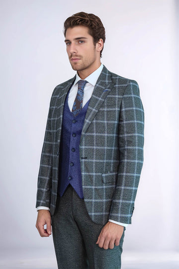 Traje de cuadros azul grisáceo - Wessi