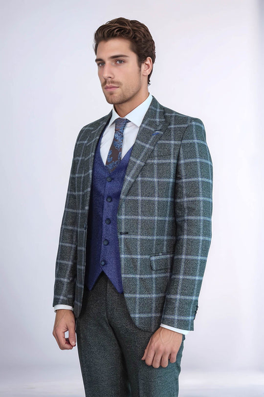 Traje de cuadros azul grisáceo - Wessi