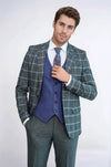 Grey Blue Checked Suit - Wessi