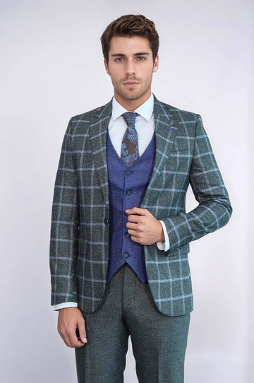 Traje de cuadros azul grisáceo - Wessi