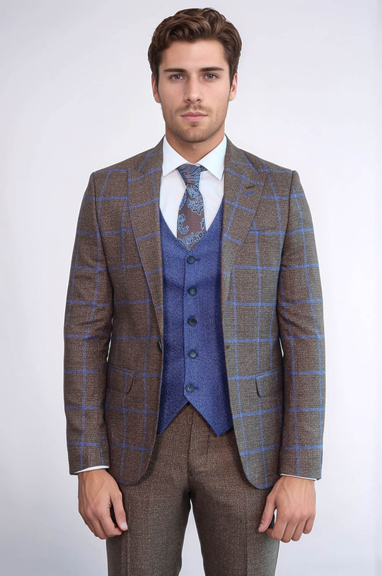 Traje de cuadros marrón y azul | wess