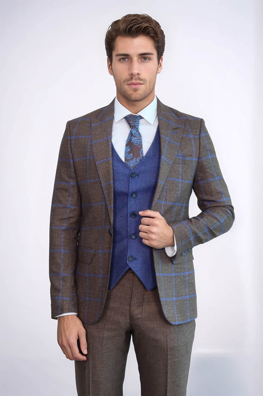 Traje de cuadros marrón y azul | wess