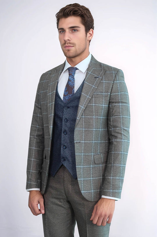 Vested Grey Men Suit - Wessi
