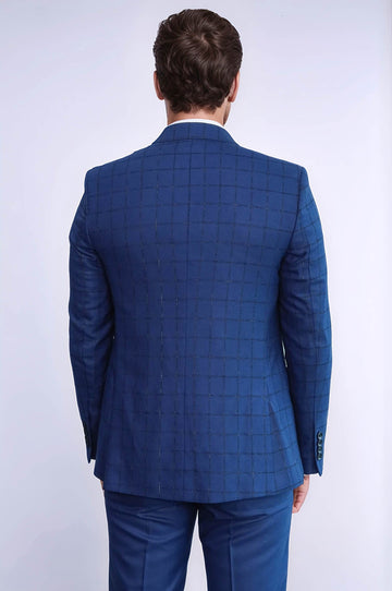 Abito gilet blu con blazer scozzese - Wessi