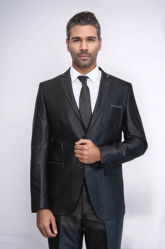 Shiny Black Men Suit - Wessi