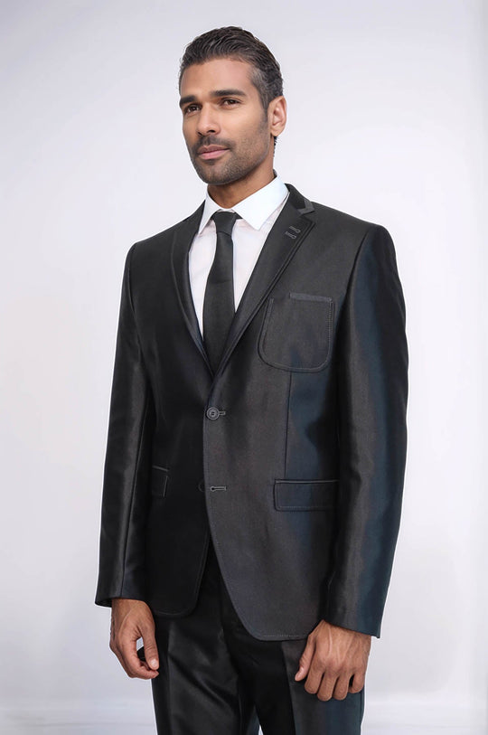 Shiny Black Men Suit - Wessi